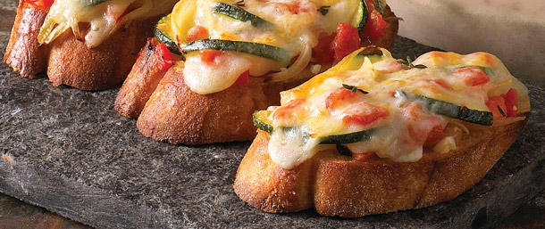 Provolone and Zucchini Crostini