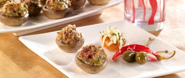 Sweet Sopressata Stuffed Mushrooms