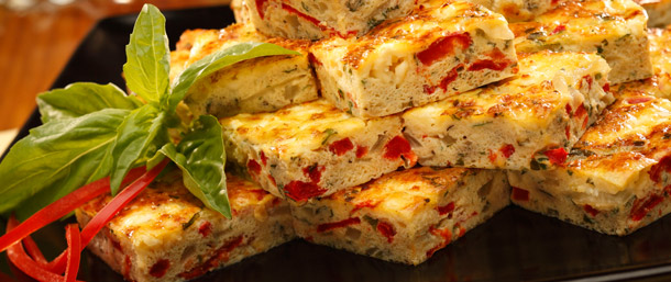 Feta Cheese and Roasted Red Pepper Squares