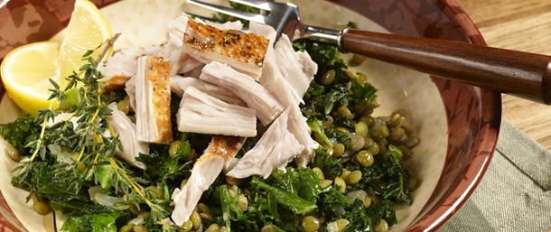 Julienned Turkey with Kale & Lentils