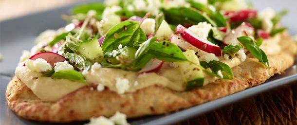 Greek Flatbread with Roasted Pine Nut Hummus