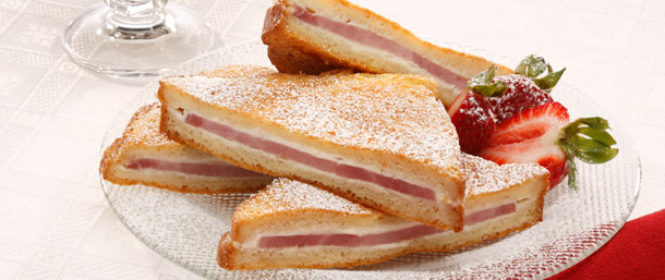 Sweet Slice® Ham Eggnog French Toast with Rum-Nut Syrup