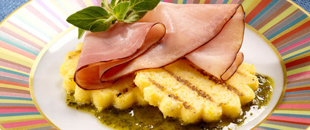 Lower Sodium Ham & Polenta Rounds
