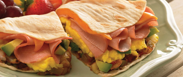 Scrambled Egg & Canadian Bacon Quesadilla