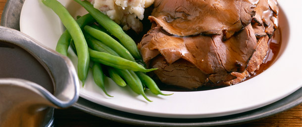 Quick Roast Beef, Mashed Potatoes and Gravy
