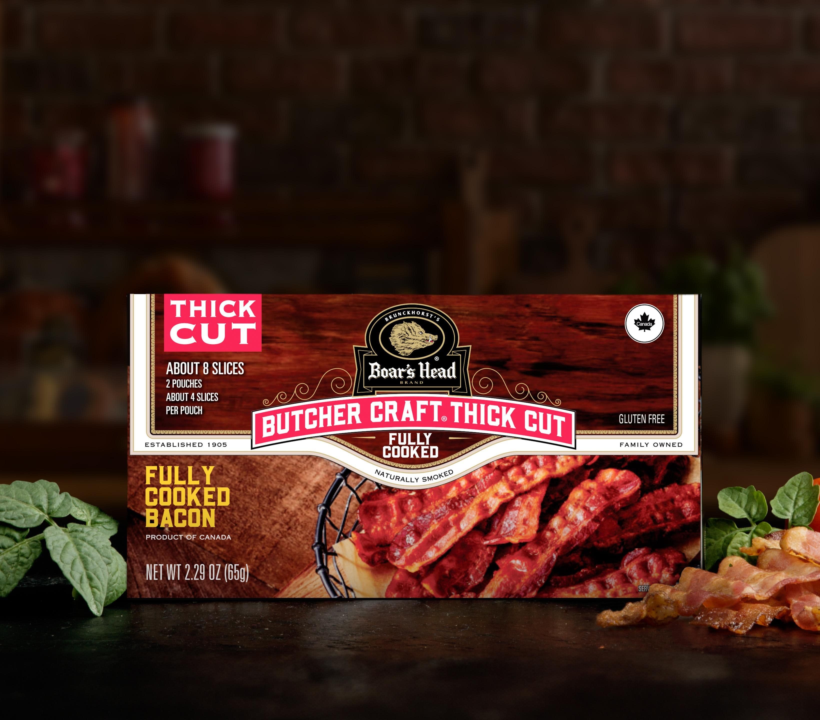 Butcher Craft® Thick Cut Naturally Smoked Bacon, Product of Canada
