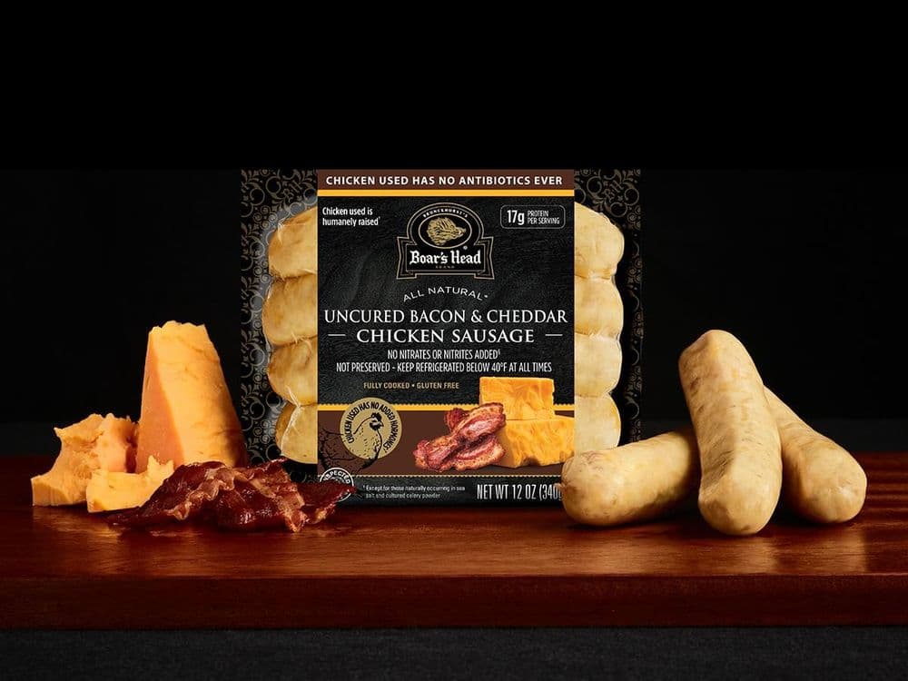 Uncured Bacon and Cheddar All Natural* Chicken Sausage