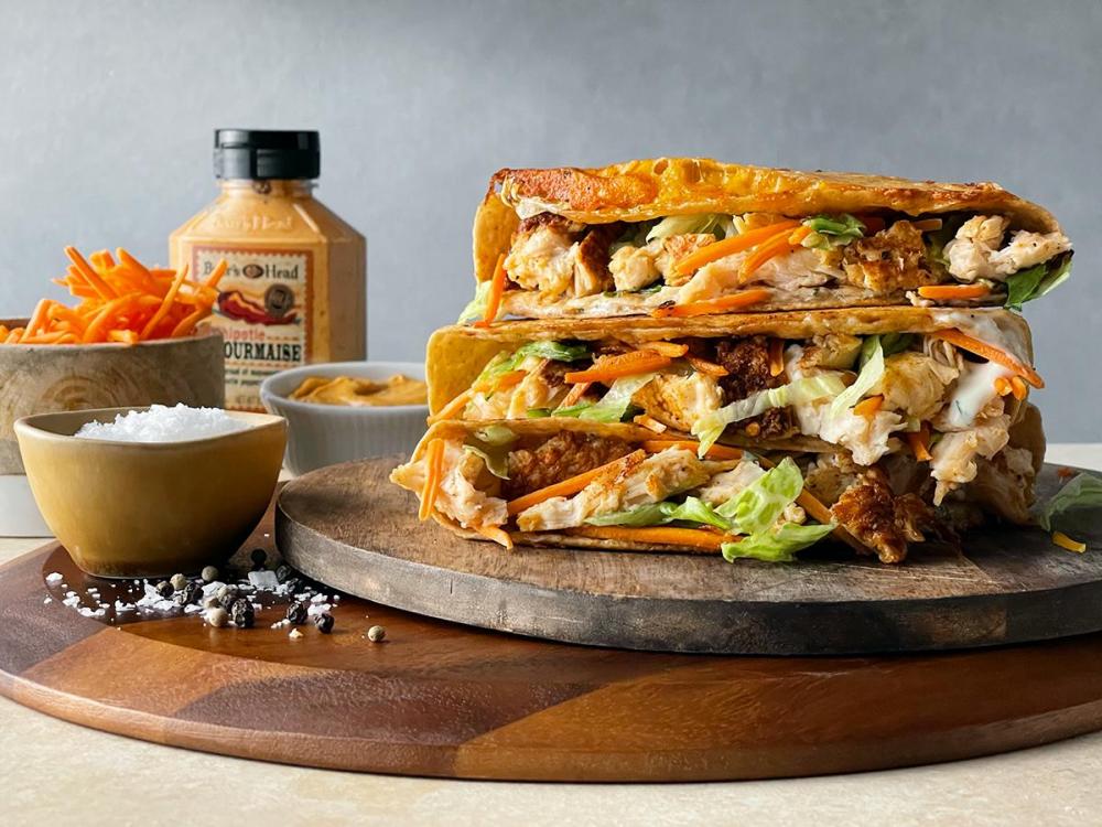 Folded Blazing Buffalo® Chicken Wraps Recipe Boar's Head