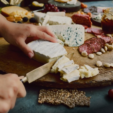 View of a cheese and meat board