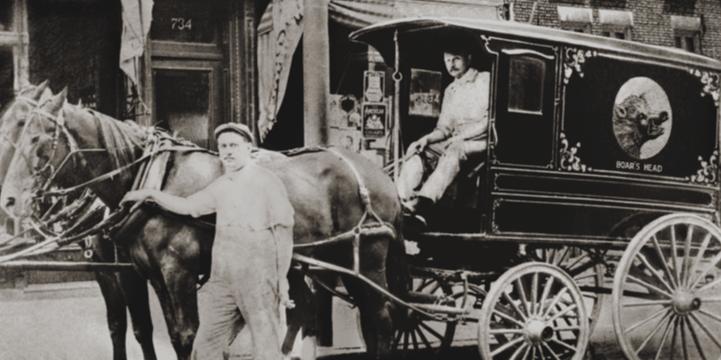 Historical image of Boar's Head horse drawn buggy